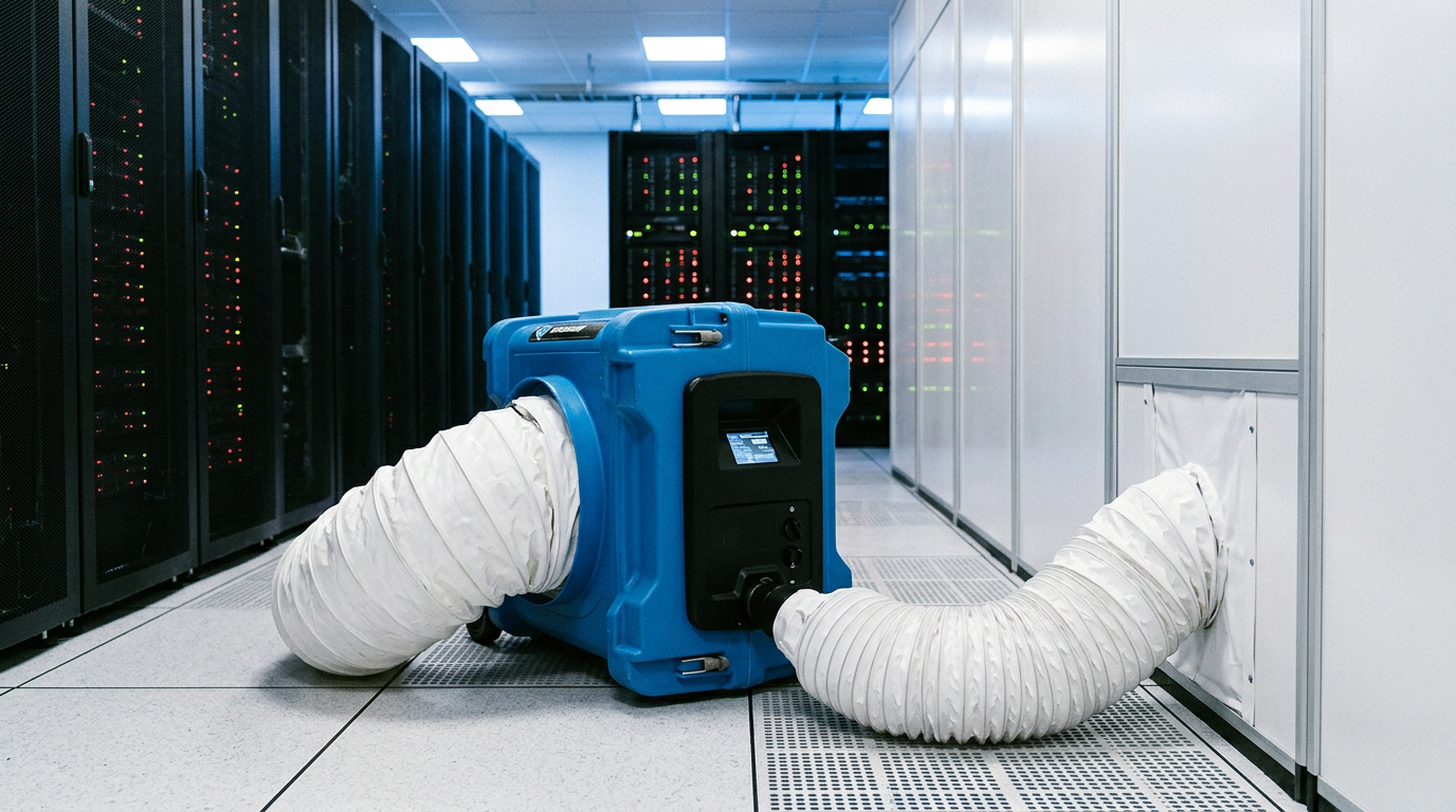 Negative air and HEPA filtration isolating construction particulate